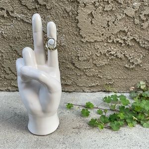 Vintage. Silver Metal, Opalite Stone, Webbed Casing